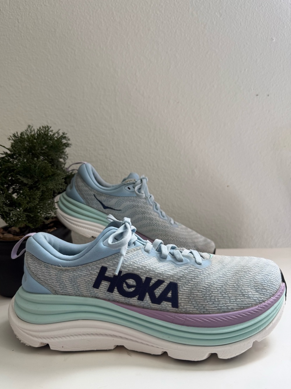 Hoka Gaviota 5 women size 8 Light Blue Running Sneakers with Mint & Purple - Picture 2 of 14
